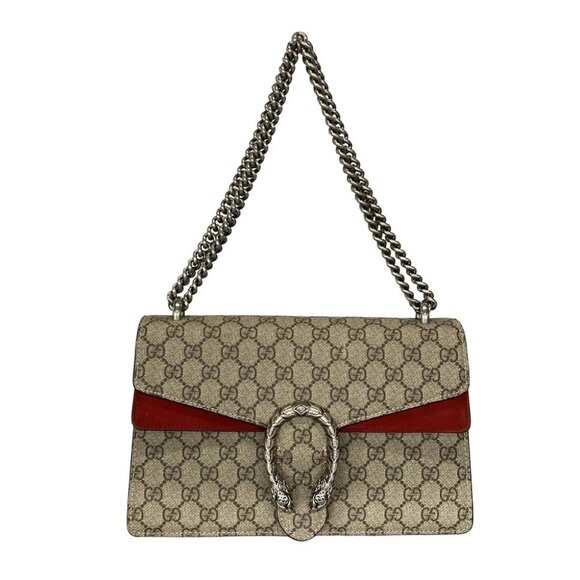 Auth GUCCI Dionysus/GG Blooms Beige Red PVC Suede Shoulder Bag - Picture 1 of 14